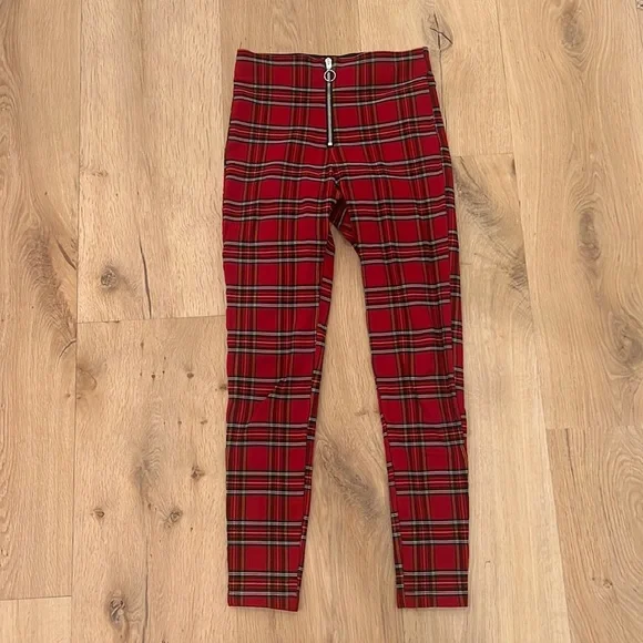 Zara Pants Jumpsuits Red Plaid Pants Poshmark